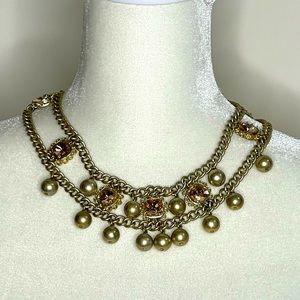 LOFT Pink and Gold Statement Necklace